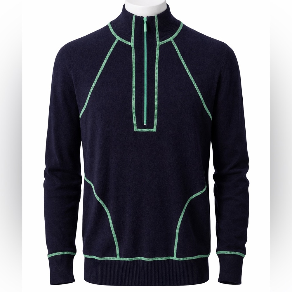 Peter Millar Navy Knit with Green Detail